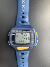Seiko SUPER RUNNERS Radiowave Control Solar S750 Mens Digital Watch. Rare Blue!