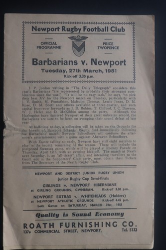 Newport barbarians 1950 1951 - v,