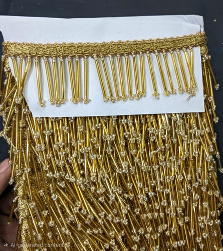 Gold beaded fringe - gold, for