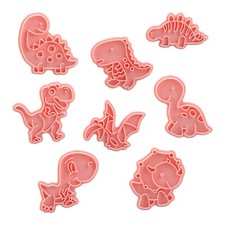 8pcs Dinosaur Cookie Cutters – 3D Cartoon Moulds for Baking & Fondant