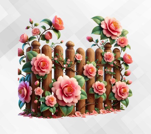Floral fence wall vinyl decal - floral,