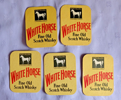 Vintage beer mats white - white, horse