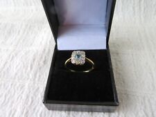 ANTIQUE, 18CT YELLOW GOLD, AQUAMARINE & DIAMOND RING, SIZE P 1/2, 2.34gs