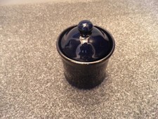 Blue Ceramic Round Sugar Bowl With Lid