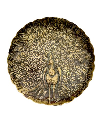 Vintage brass peacock - brass,
