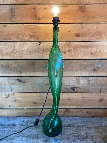 Large kitsch green glass shark - large,
