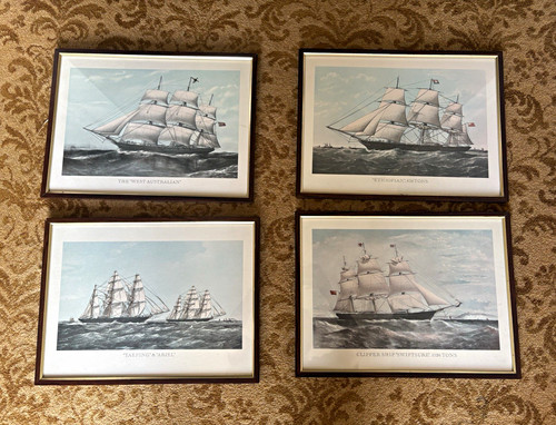 Set vintage framed - framed, maritime