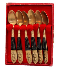 Vintage SBF Siam Bronzeware Spoons x6 – Thailand Brass Cutlery Set