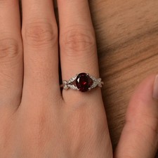 Dainty Red Garnet Ring Natural