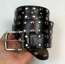 Stussy 8 Ball Studded Black Leather Belt L/XL Rare Y2K Streetwear Skate supreme
