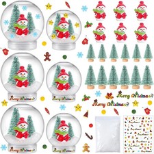 6 Set Christmas Plastic Snow Globes Kit Includes 6 Clear Globe, 12 Mini... 