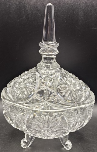 Pressed glass lidded - pressed,