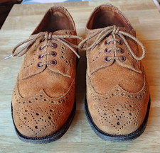 Trickers Suede Derby Brogue Shoes Size 8 Classic Brown Lace Up