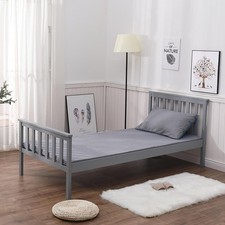 Single Bed 3ft Childrens Grey Pine Wooden Bedroom High End Slatted Seconds
