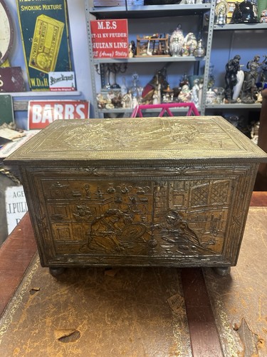 Antique brass embossed wooden - antique,