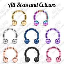 Horseshoe Barbell Bar Cartilage Helix Steel Tragus Septum Nipple Ring Piercing