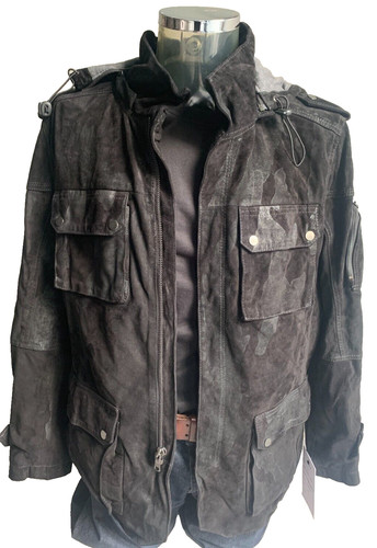 Black real leather chamoflauge - black,