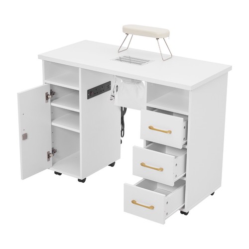 White nail desk manicure table - white,