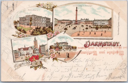 1899 darmstadt litho postcard - litho,