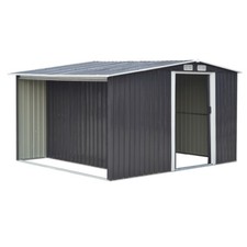 8x8ft Metal Garden Shed Storage Log Store Firewood House Outdoor Tools Bike Shed