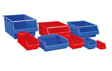BLUE RED PLASTIC STACKING