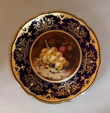 COALPORT Hand Painted Fruit Study Cabinet Plate by F.H.Chivers - 23cm A/F