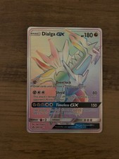 Pokémon TCG Rainbow Holo Dialga GX Card 164/156