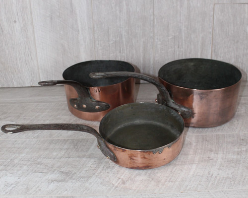 Antique french copper saucepan - copper,