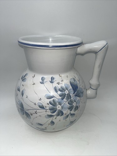 Antique enamelware pitcher jug - pitcher,