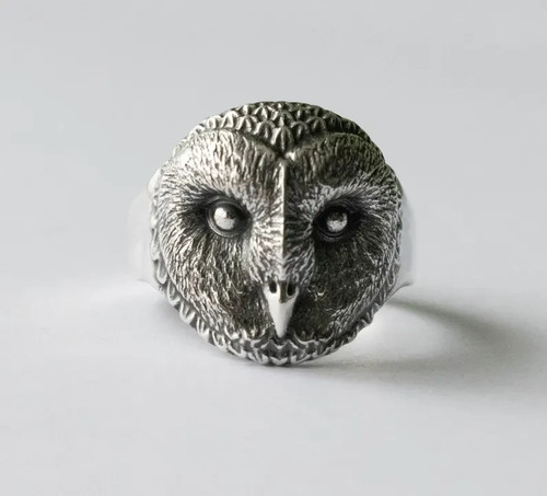 925 sterling silver barn owl - silver,