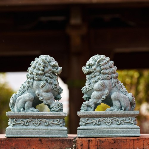 2pcs mini stone lion - 2pcs, statues