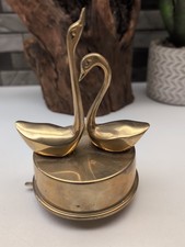Vintage Brass Swan Music Box