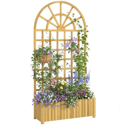 Outsunny wooden raised planter - wooden,