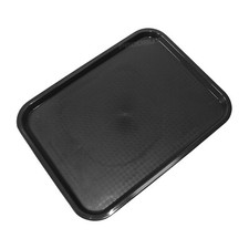 Black Plastic Serving Tray Canteen Cafe Fast Food TV Dinner Kitchen Breakfast