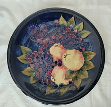 Gorgeous Walter Moorcroft Finches and peaches large charger, with hanger to back