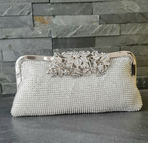 Silver clutch bag for women