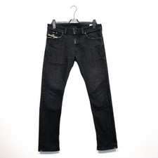 Diesel Dark Grey Slim Skinny Distressed Denim Embroidered Thanaz Jeans - W30