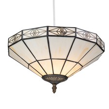Ceiling Light Tiffany Style Portland Cream Stained Glass Uplighter Shade