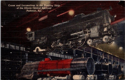 Postcard crane and locomotive - postcard,