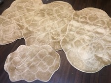X ROMANY WASHABLE GYPSY MATS THICK 4PC SET NON SLIP GERMAN DESIGN BEIGE CARPETS