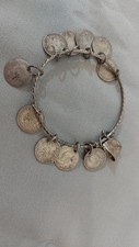 Rare antique Victorian Silver love token charm bracelet late 1800's with thimble
