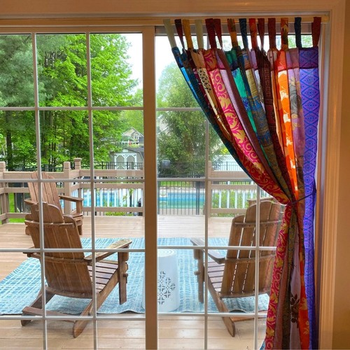 Silk patchwork curtain - curtain, recycle