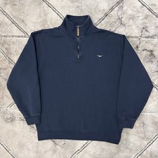RM Williams Mulyungarie Navy Quarter Zip Sweatshirt - MEDIUM Mens Logo Jumper