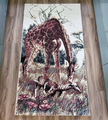 Vintage giraffe woven rug - giraffe, /