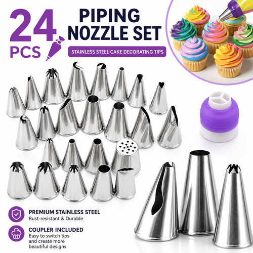 24pcs icing piping nozzle set - nozzle,