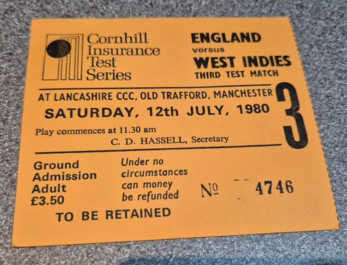 Used cricket ticket england - ticket, **