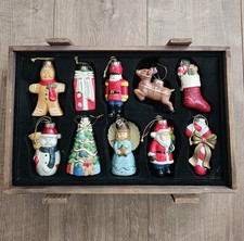 Thomas Pacconi Christmas Tree 10 Porcelain Ornaments In Original Wooden Box.