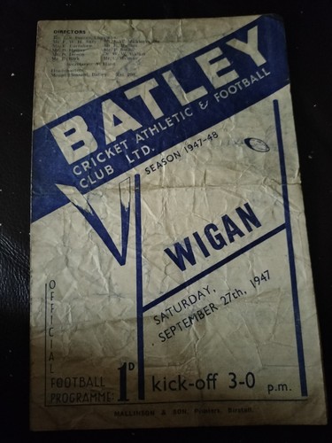 Vintage rugby league - league, programme