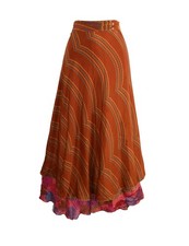 Long Sari Silk Wrap Skirt S