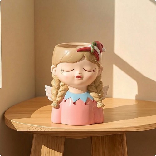 Girl bust planter tabletop - girl,